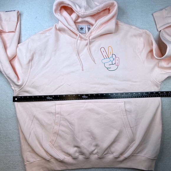Adidas originals Peace sign Trifoil Hoodie Peachy Pink Fleece Pullover Size 2XL - Picture 4 of 7